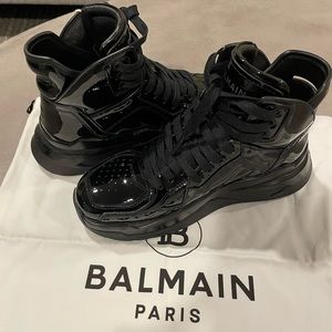 Balmain Patent Leather High Top Sneakers
